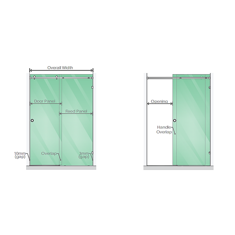 170x90cm Frameless Glass Sliding Corner Shower – With Chrome Rail and Wall Channel for Contemporary Bathrooms