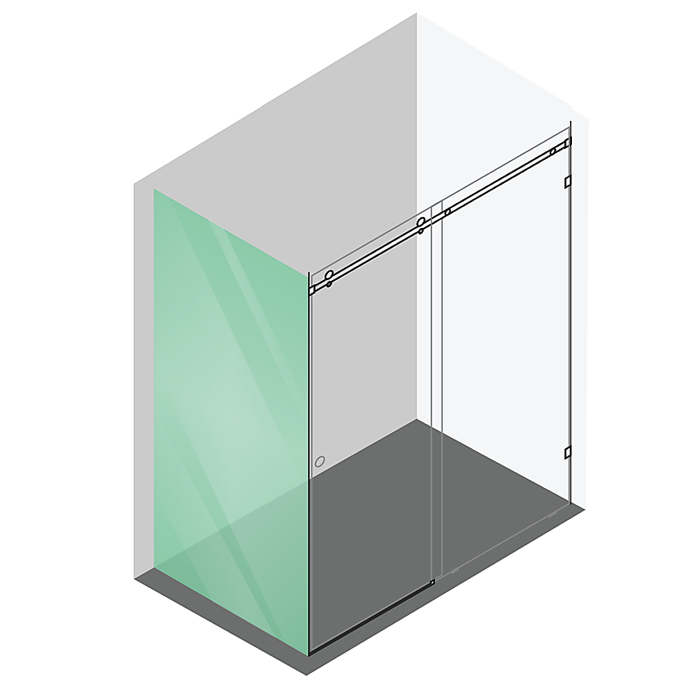 170x90cm Frameless Glass Sliding Corner Shower – With Chrome Rail and Wall Channel for Contemporary Bathrooms