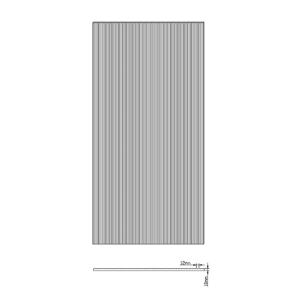 70cm Reeded Glass Shower Screen with Chrome Wall Channel