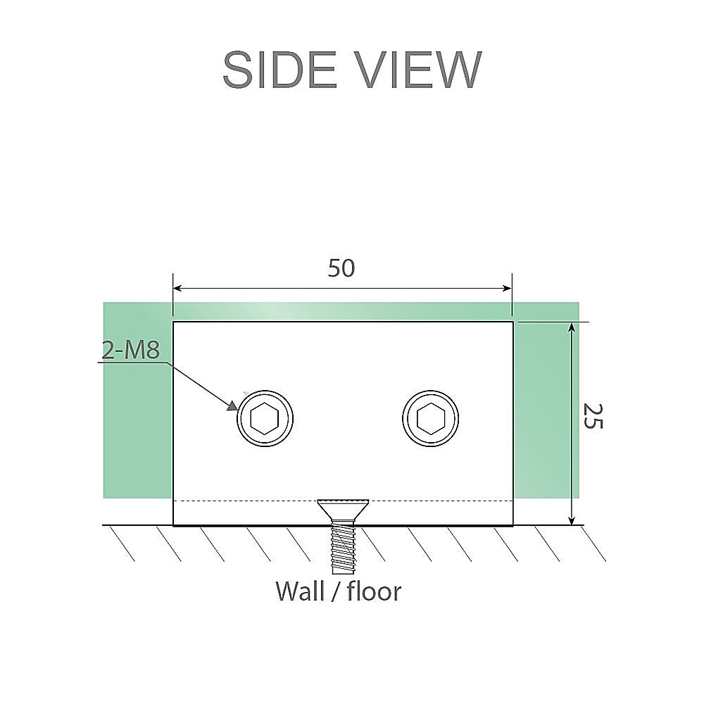 100x210cm Glass Shower Screen with Chrome U-Brackets
