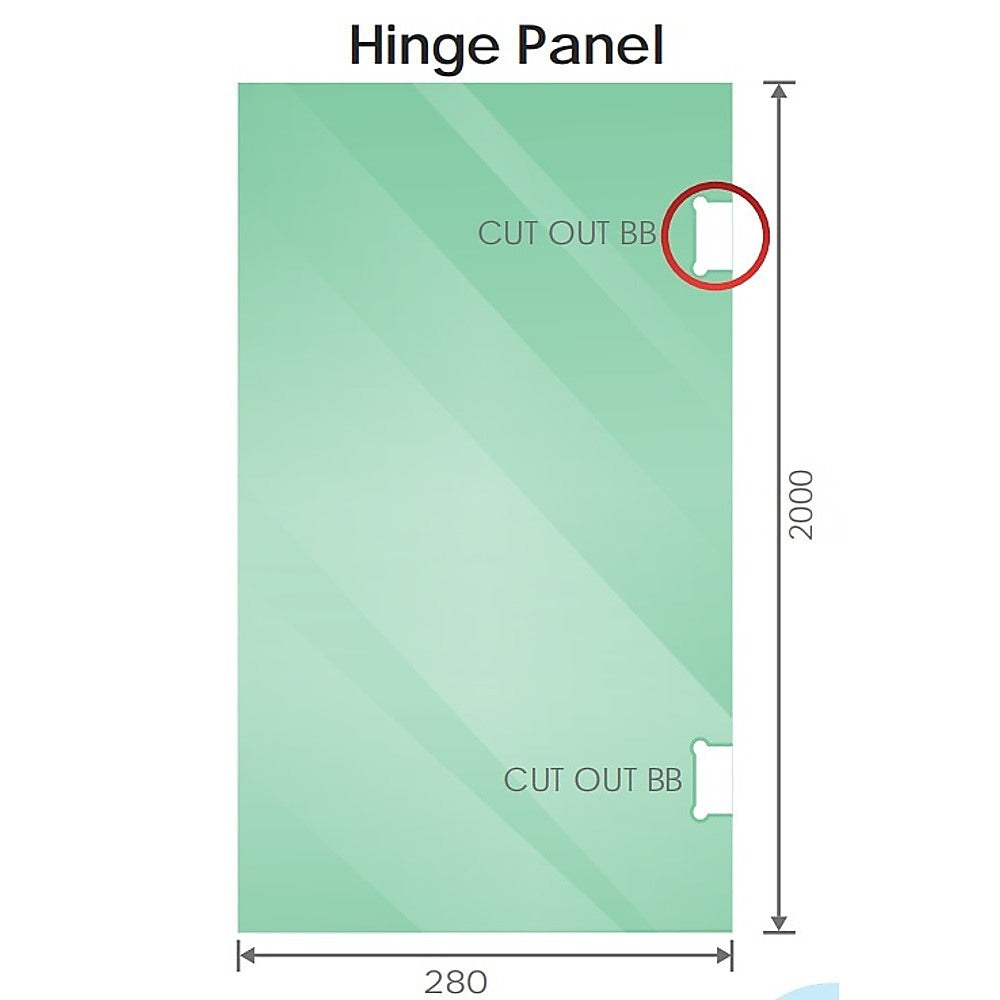90cm Frameless Wall-to-Wall Shower Screen with Chrome Brackets & Brass Hinges – U-Brackets