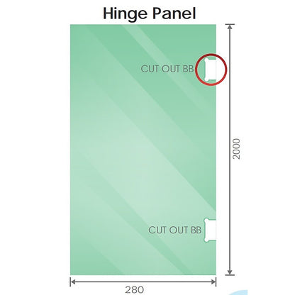 90cm Frameless Wall-to-Wall Shower Screen with Chrome Brackets & Brass Hinges – U-Brackets