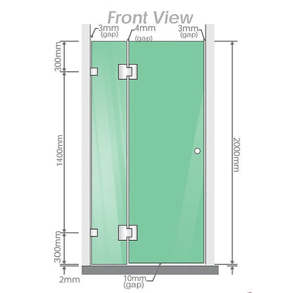 120cm Frameless Wall-to-Wall Shower Screen – Chrome Wall Channel with Brass Hinges