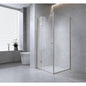 110x110cm Corner Frameless Shower Screen – Chrome Wall Channel with Brass Hinges for Elegant Bathrooms