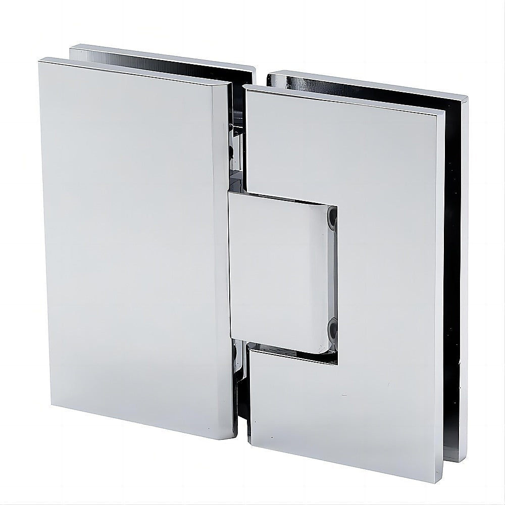 110x110cm Corner Frameless Shower Screen – Chrome Wall Channel with Brass Hinges for Elegant Bathrooms