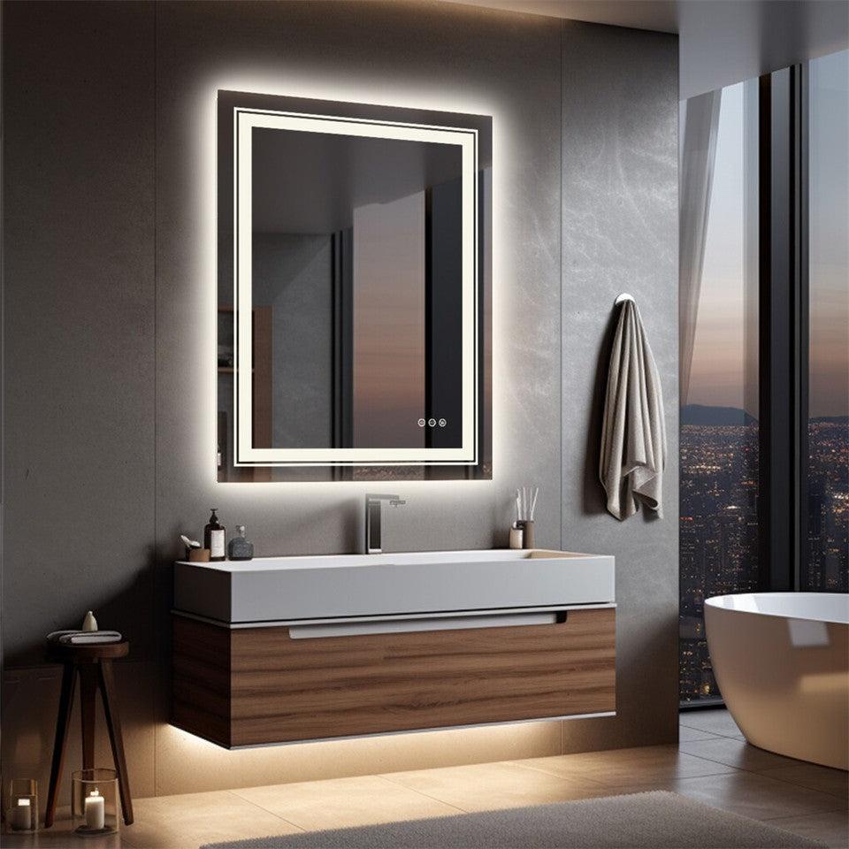 900*700MM Dimmable LED Bathroom Mirror Antifog Wall Mounted Vanity Makeup Mirror